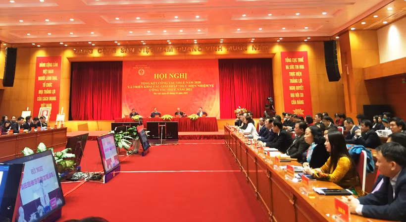 Hội nghị Tổng kết công tác thuế năm 2020 và Triển khai các giải pháp thực hiện nhiệm vụ công tác thuế năm 2021, ngày 5/1. (Ảnh: Vietnam+)