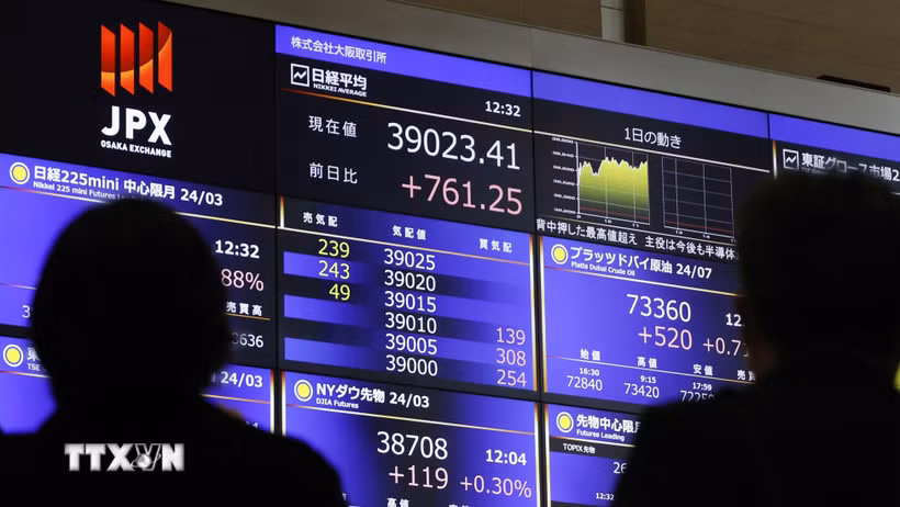 Chỉ số chứng khoán Nikkei của Nhật Bản. (Ảnh minh họa: TTXVN)