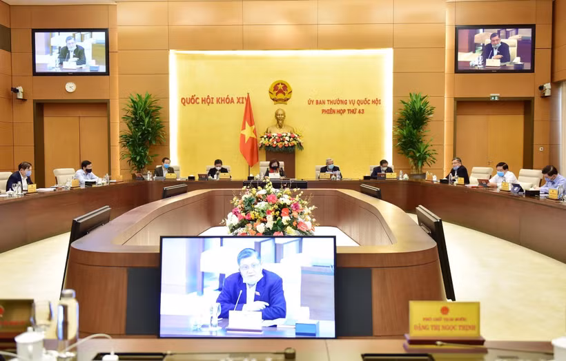Quang cảnh phiên họp thứ 43 của Ủy ban Thường vụ Quốc hội ngày 24/3. (Ảnh: Trọng Đức/TTXVN)