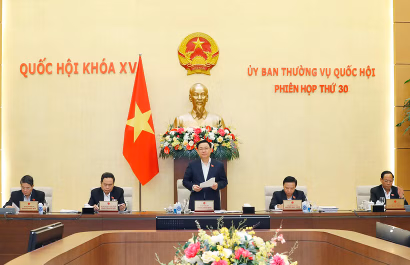 Chủ tịch Quốc hội Vương Đình Huệ phát biểu khai mạc. (Ảnh: Nhan Sáng/TTXVN)