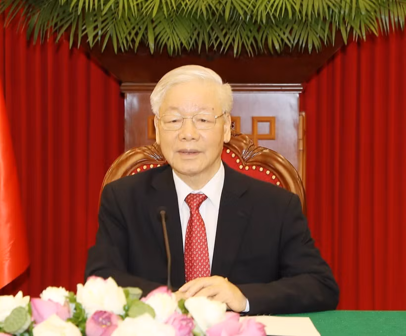 Tổng Bí thư Nguyễn Phú Trọng điện đàm trực tiếp với Tổng thống Sri Lanka Gotabaya Rajapaksa. (Ảnh: Trí Dũng/TTXVN)
