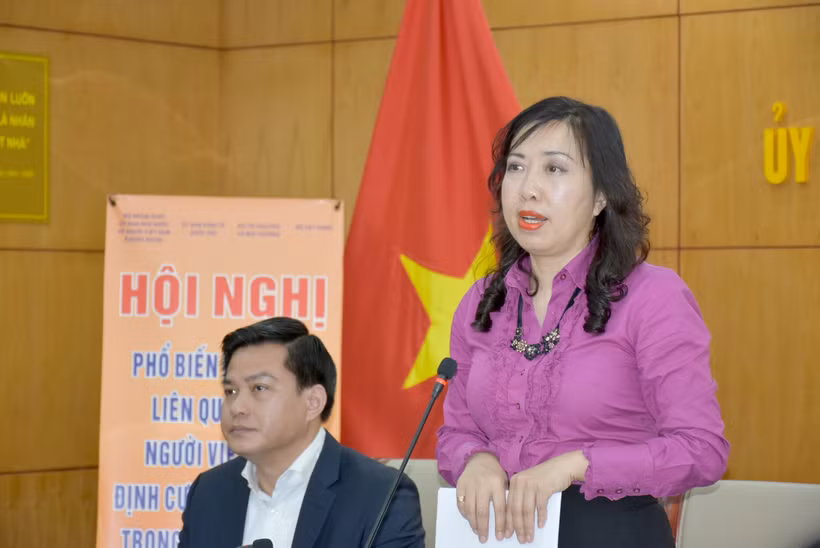 Thứ trưởng Bộ Ngoại giao Lê Thị Thu Hằng, Chủ nhiệm Ủy ban Nhà nước về người Việt Nam ở nước ngoài phát biểu tại Hội nghị. (Ảnh: Diệp Trương/TTXVN)