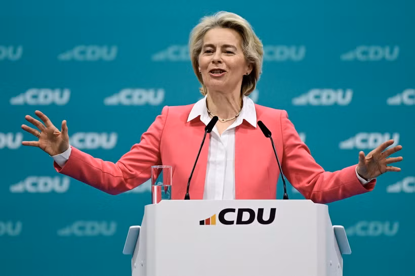 Chủ tịch Ủy ban châu Âu Ursula von der Leyen phát biểu tại một sự kiện ở Berlin, Đức ngày 8/5/2024. (Ảnh: AFP/TTXVN)
