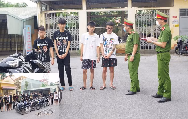 Xử lý nghiêm nhóm thanh thiếu niên dùng hung khí đi gây rối trật tự công cộng. (Nguồn: Công an tỉnh Hà Nam)
