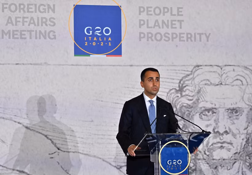 Ngoại trưởng Italy Luigi di Maio tại cuộc họp báo ở Matera, Italy, ngày 29/6/2021. (Ảnh: THX/TTXVN)