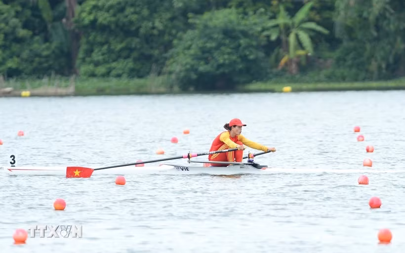 Phạm Thị Huệ lần đầu giành suất dự Olympic. (Ảnh: Minh Đức/TTXVN)
