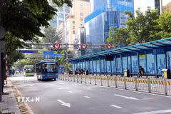 Thành phố sẽ miễn phí cho người dân đi lại trên 134 tuyến xe buýt, bao gồm 109 tuyến xe buýt được trợ giá và 25 tuyến không trợ giá. (Ảnh: Tiến Lực/TTXVN)