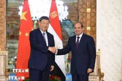 Chủ tịch Trung Quốc Tập Cận Bình (trái) và Tổng thống Ai Cập Abdel Fattah El-Sisi tại cuộc gặp ở Cairo ngày 2/9/2026. (Ảnh: THX/TTXVN phát)