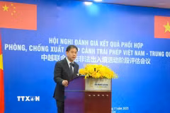 Lãnh đạo Cục xuất nhập cảnh Việt Nam phát biểu tại hội nghị. (Ảnh: Linh Sơn/TTXVN)