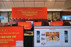 Trung tâm Báo chí và Họp báo quốc tế về Đại hội đại biểu toàn quốc lần thứ XIV của Đảng. (Ảnh: Hùng Võ/Vietnam+)