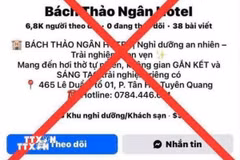 Fanpage giả mạo cơ sở lưu trú, nhà hàng để lừa đảo chiếm đoạt tiền của người dân. (Ảnh: TTXVN phát)
