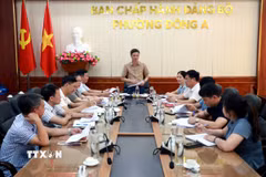 Ban Chấp hành Đảng ủy phường Đông A (Ninh Bình) thống nhất phương án sắp xếp tổ dân phố trên địa bàn. (Ảnh: Nguyễn Lành/TTXVN)