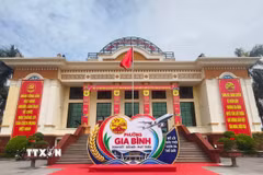 Xã Gia Bình được chỉnh trang, trang hoàng trước ngày lên phường và trở thành một phần của thành phố Bắc Ninh. (Ảnh: Thanh Thương/TTXVN)
