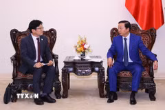Phó Thủ tướng Chính phủ Trần Hồng Hà tiếp ông Kim Daewon, Phó Tổng Giám đốc điều hành, Samsung E&A. (Ảnh: Văn Điệp/TTXVN)