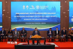 Đoàn Chủ tịch tại phiên khai mạc của hội nghị. (Ảnh: Minh Hưng/TTXVN) 