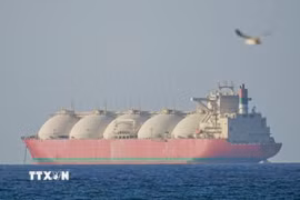 Con tàu di chuyển qua eo biển Hormuz. (Ảnh: AA/TTXVN)