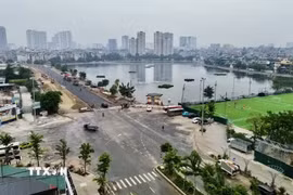 Đoạn tuyến Nguyễn Trãi-Đầm Hồng thông xe kỹ thuật ngày 10/10. (Ảnh: Trần Việt/TTXVN)