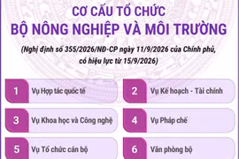 Cơ cấu tổ chức của Bộ Nông nghiệp và Môi trường từ ngày 15/9/2026