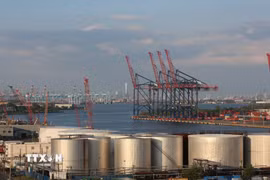 Bể chứa dầu tại cảng New York và New Jersey, Mỹ. (Ảnh: THX/TTXVN phát)