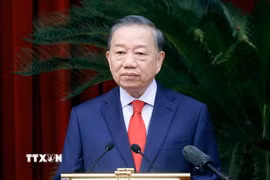 Tổng Bí thư, Chủ tịch nước Tô Lâm phát biểu khai mạc Hội nghị lần thứ tư Ban Chấp hành Trung ương Đảng khóa XIV. (Ảnh: Thống Nhất/TTXVN)