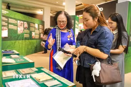 Trưng bày chuyên đề “Thời thanh xuân từ đường Trường Sơn đến đường 1C huyền thoại” mang đến nhiều cảm xúc cho khách tham quan. (Ảnh: Khánh Hoà/TTXVN)