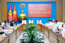 Quang cảnh cuộc họp báo. (Ảnh: Cổng Thông tin điện tử tỉnh Phú Thọ/TTXVN phát)