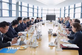 Trao đổi lý luận lần thứ 11 giữa Đảng Cộng sản Việt Nam và Đảng Dân chủ Xã hội Đức (SPD). (Ảnh: Thu Hằng/TTXVN)