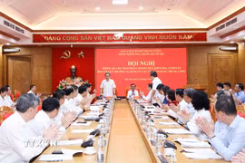 Hội nghị thông qua dự thảo Báo cáo kết quả kiểm tra, giám sát (đợt 3) đối với Ban Thường vụ Đảng ủy các cơ quan Đảng Trung ương. (Ảnh: Phương Hoa/TTXVN)