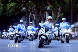 Các chiến sỹ Bộ Tư lệnh Cảnh vệ (Bộ Công an). (Ảnh: Tuấn Anh/TTXVN)