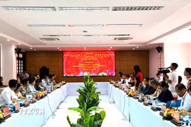 Quang cảnh buổi làm việc. (Ảnh: Ánh Tuyết/TTXVN)