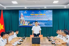 Thượng tá Hoàng Trung Hiếu phát biểu phát động Cuộc thi.