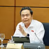 Chủ tịch Quốc hội Trần Thanh Mẫn, đại biểu Quốc hội Thành phố Hồ Chí Minh phát biểu. (Ảnh: Doãn Tấn/TTXVN)