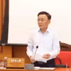 Ông Trần Cẩm Tú, Ủy viên Bộ Chính trị, Thường trực Ban Bí thư, chủ trì giao ban. (Ảnh: Phương Hoa/TTXVN)