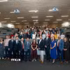 Ban Giám đốc Đại học Kinh tế Quốc dân (NEU) và Đại học West of England (UWE Bristol) cùng các đại biểu tại Hội thảo quốc tế kỷ niệm 15 năm quan hệ hợp tác với chủ đề "Đổi mới sáng tạo toàn cầu, Tương lai số và Phát triển bền vững." (Ảnh: TTXVN phát)