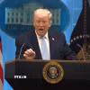 Tổng thống Mỹ Donald Trump trong cuộc họp báo tại Washington DC. (Ảnh: THX/TTXVN)