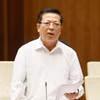 Bộ trưởng Bộ Xây dựng Trần Hồng Minh phát biểu giải trình, làm rõ một số vấn đề đại biểu Quốc hội nêu. (Ảnh: Doãn Tấn/TTXVN)