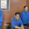 Các đối tượng tại cơ quan công an. (Ảnh: CTV/TTXVN)