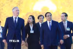 Thủ tướng Phạm Minh Chính hội kiến Nhà Vua Vương quốc Bỉ Philippe. (Ảnh: Dương Giang/TTXVN)