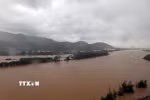 Nước lũ dâng cao trên sông Cu Đê, thành phố Đà Nẵng. (Ảnh: Đỗ Trưởng/TTXVN)