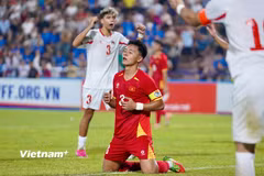 U20 Việt Nam nhận thất bại 1-2 trước U20 Palestine. (Ảnh: Việt Anh/Vietnam+)