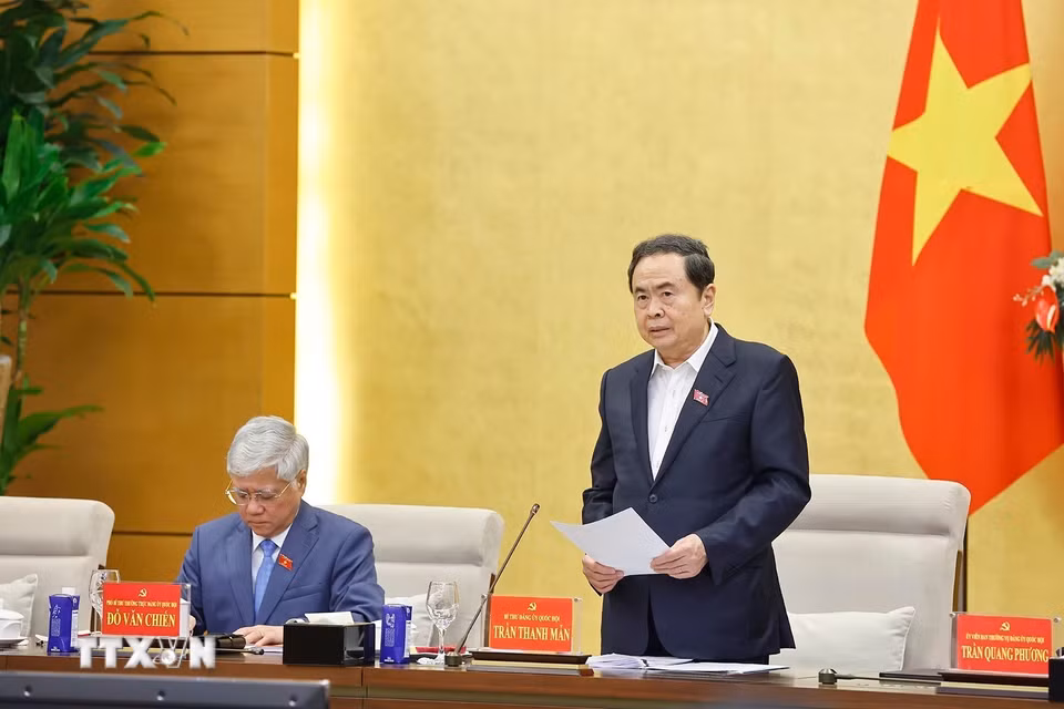 Chủ tịch Quốc hội Trần Thanh Mẫn phát biểu. (Ảnh: Doãn Tấn/TTXVN)