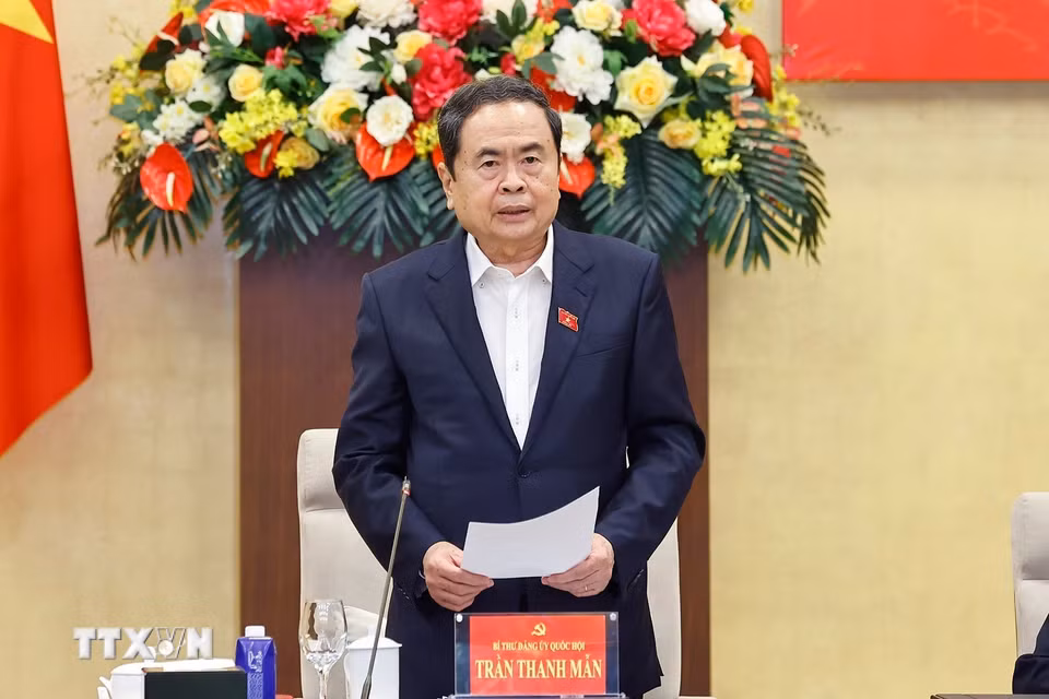 Chủ tịch Quốc hội Trần Thanh Mẫn phát biểu. (Ảnh: Doãn Tấn/TTXVN)