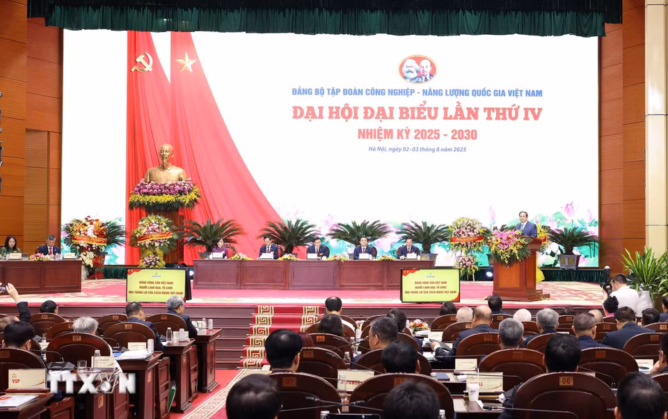 Đại hội đại biểu Đảng bộ Tập đoàn Công nghiệp-Năng lượng Quốc gia nhiệm kỳ 2025-2030. (Ảnh: Quốc Khánh/TTXVN)