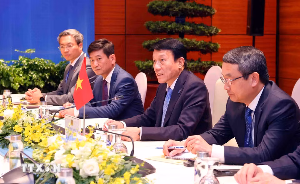 Đại tướng Lương Tam Quang, Bộ trưởng Bộ Công an phát biểu. (Ảnh: Phạm Kiên/TTXVN)