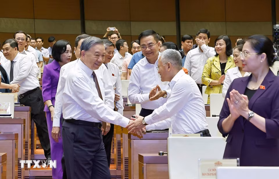Tổng Bí thư Tô Lâm dự Hội nghị chuyên đề: Bình dân học vụ số-Quốc hội số. (Ảnh: Doãn Tấn/TTXVN)
