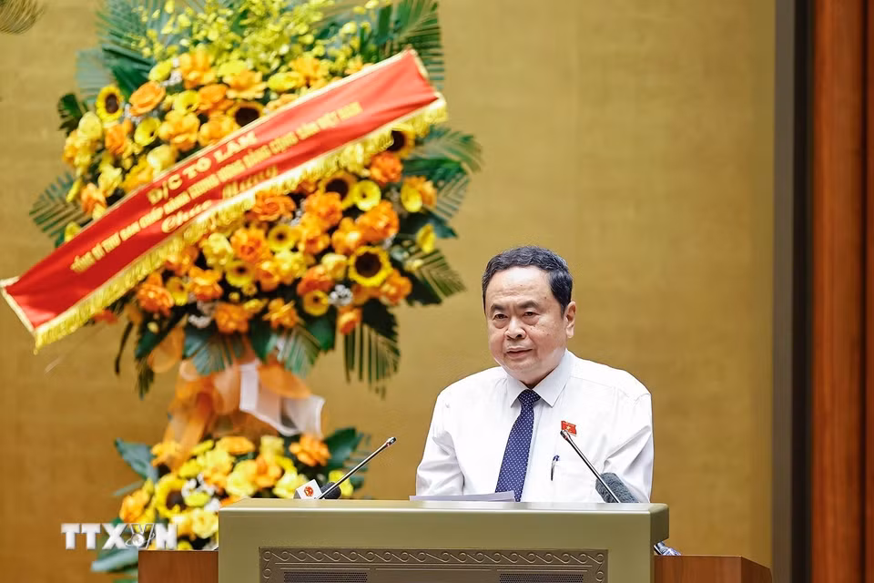Chủ tịch Quốc hội Trần Thanh Mẫn phát biểu khai mạc hội nghị. (Ảnh: Doãn Tấn/TTXVN)