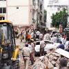 Hiện trường vụ sập tòa nhà tại khu Satya Niketan ở thủ đô New Delhi, Ấn Độ ngày 6/9/2026. (Ảnh: ANI/TTXVN phát)