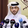 Người phát ngôn Bộ Ngoại giao Qatar Majed Al Ansari phát biểu trong cuộc họp báo tại Doha. (Ảnh: IRNA/TTXVN phát)
