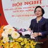 Bí thư Trung ương Đảng, Phó Thủ tướng Chính phủ Phạm Thị Thanh Trà phát biểu tiếp thu ý kiến cử tri tại Hội nghị. (Ảnh: Tuấn Anh/TTXVN)