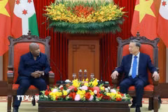 Tổng Bí thư Tô Lâm tiếp Tổng thống nước Cộng hòa Burundi Évariste Ndayishimiye. (Ảnh: Thống Nhất/TTXVN)